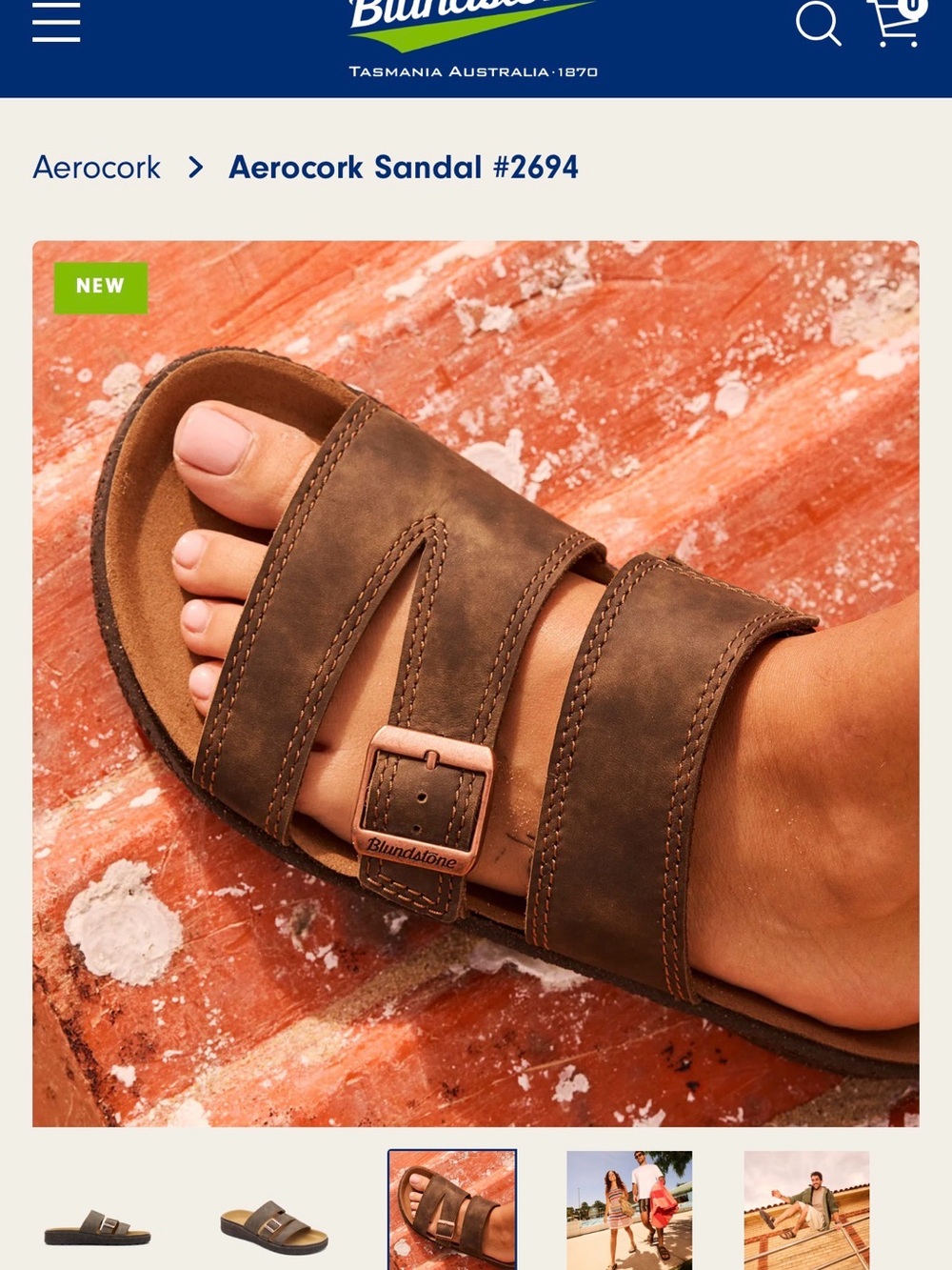 Blundstone Brown Double-Strap Cork Slide Sandal